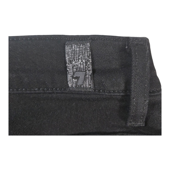 7 For All Mankind Black Ankle Cropped Distressed Jeans Size 26 - Picture 5 of 12